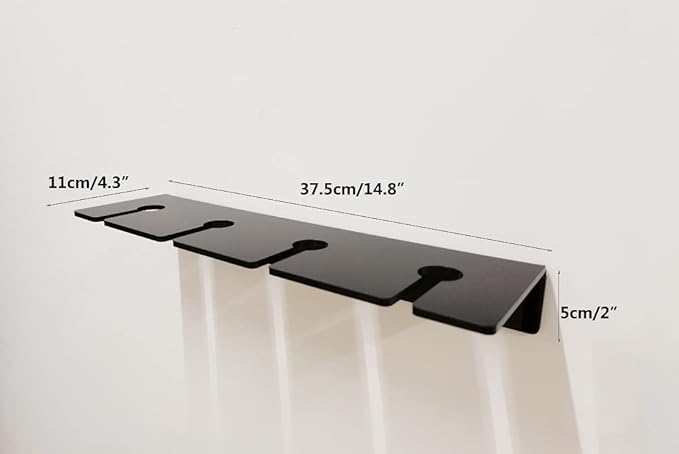 WANLIAN Wine Glass Holder (Pack of 2), Wall Mounted Acrylic Holder for Reception Party and Kitchen Tableware Storage (Black)