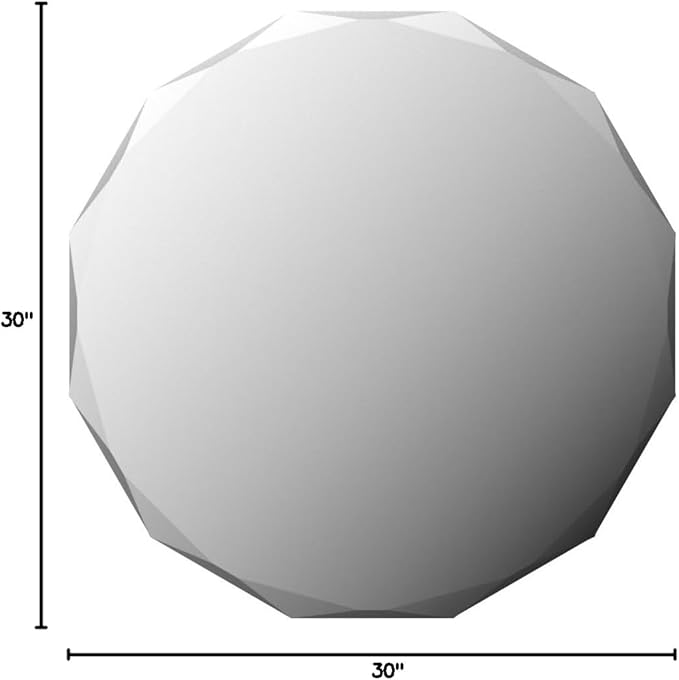 Single Beveled Edge Circle Mirror Frameless Wall Mount Bathroom Vanity Mirror, 30”