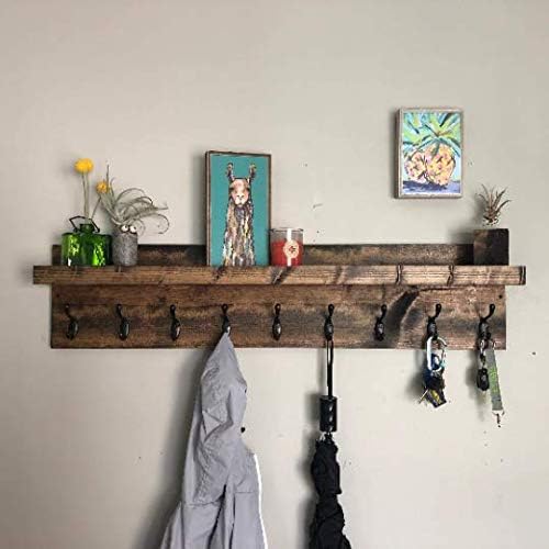 Coat Rack with Shelf Wall Mounted with Storage (Choose Your Length) Towel Rack Entryway Organizer Key Hooks (20" L (5 Hooks))