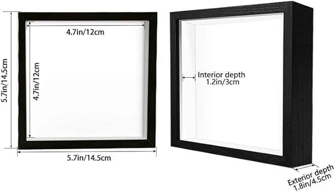 5x5 Small Shadow Box Frame Display Case , Display Case Box for Memorabilia, Medal, Wedding Memories, Crafts, Tickets and Photos, Picture Frame for Wall and Tabletop (2Pcs-Black, 5x5)