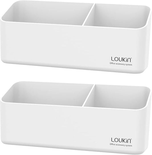 loukin Magnetic and Adhesive Marker Holder, Dry Erase Accessory Tray, Magnetic Storage Organizer for Whiteboard, Glass or Refrigerators 2 Pack(White)