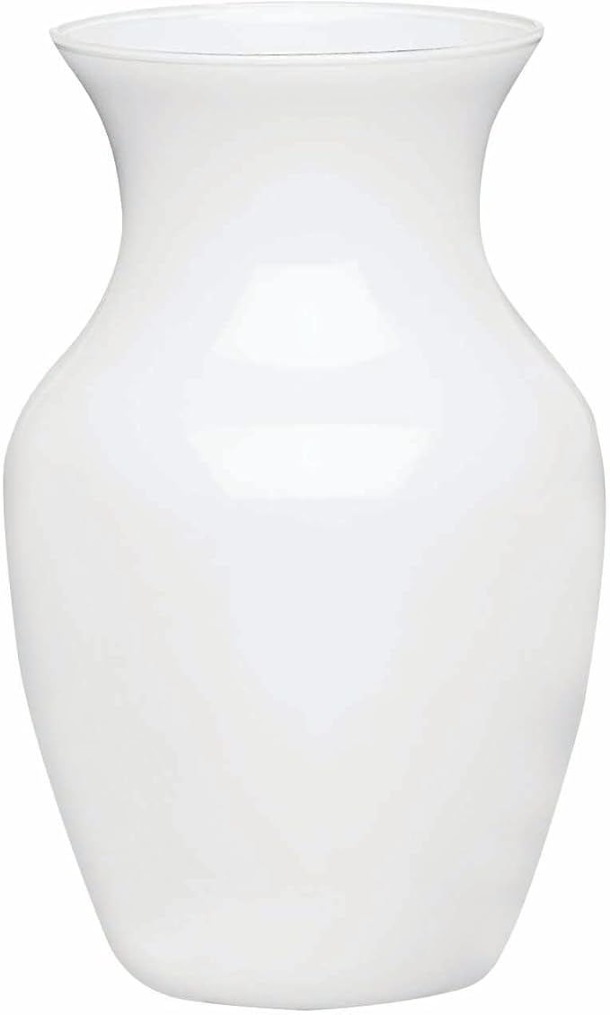 Floral Supply Online - 8" White Rose Vase and Flower Guide Booklet - Decorative Glass Flower Vase for Floral Arrangements, Weddings, Home Decor or Office.