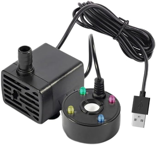5V USB Mist Maker Fogger Humidifier with Colorful Lights for Pond Fish Tank Indoor Outdoor Fountain Water Features Office Home Air Quality Improvement No Heat No Chemicals 1.4m Cable