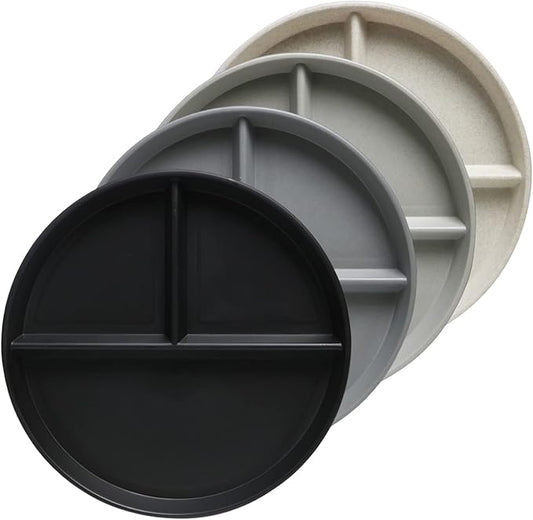 greenandlife 10 Inch 4PCS Unbreakable Portion Control Plates, Divided Plates for Kids Adults, Dishwasher & Microwave Safe Compartment Plate, Lightweight Reusable Wheat Straw plate, BPA Free