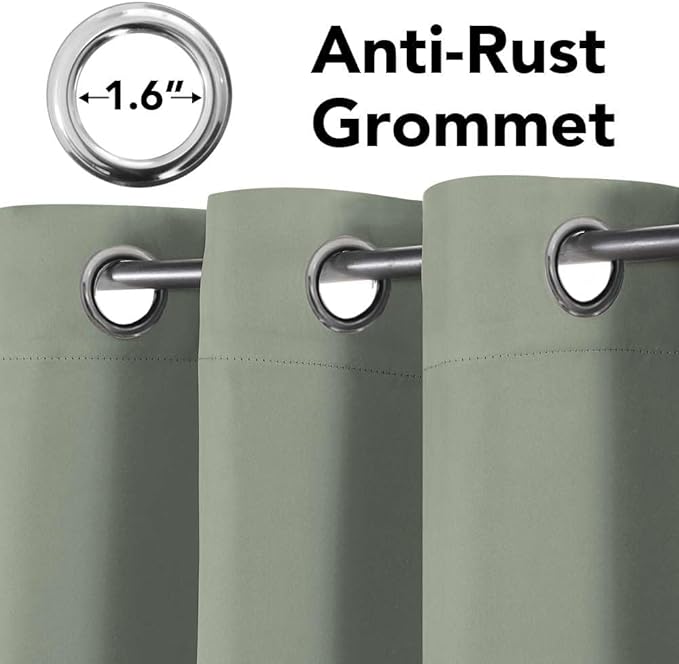 H.VERSAILTEX Room Darkening Curtains for Living Room Light Reducing Thermal Insulated Window Treatment Panels/Drapes Grommet Top 2 Panels Sea Grass - 52 x 84 Inches