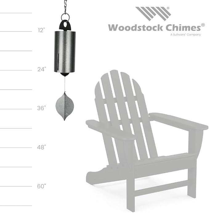 Woodstock Chimes Heroic Windbell Wind Chime for Outside 40" Large Silver,Deep Tone Sound, Outdoor Decor for Patio, Porch, Garden HWLAS
