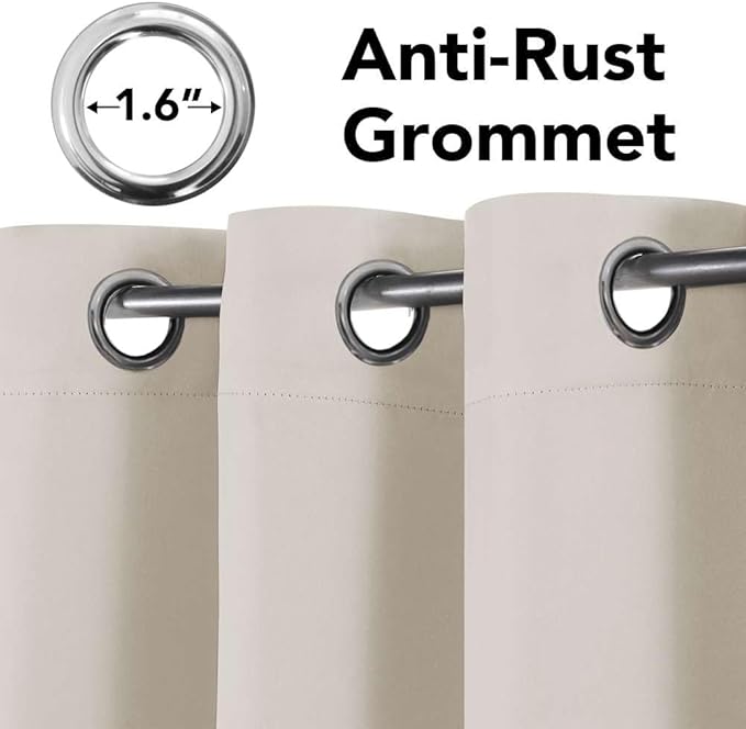 H.VERSAILTEX Room Darkening Curtains for Living Room Light Reducing Thermal Insulated Window Treatment Panels/Drapes Grommet Top 2 Panels (Ivory - 42 x 72 Inches)