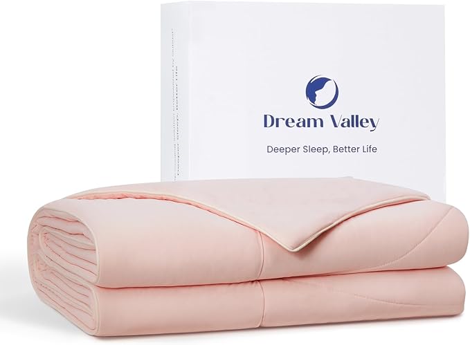 Dream Valley®Outlast®Cooling Comforter, NASA-Grade Technology Cooling Blanket, Q-Max > 0.45 Aerocool™Cooling for Night Sweats, Hot Sleepers,Pink Blush, 68"x90" Twin XL