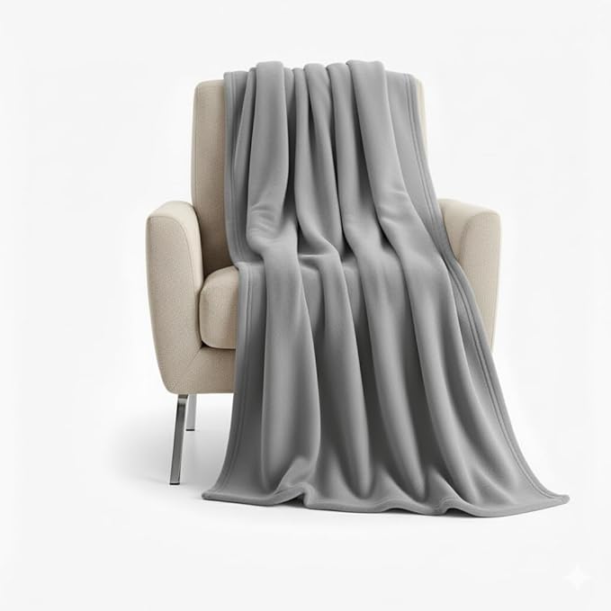 50x60 Throw Blankets, Ultra Soft Hypoallergenic Fleece Fall Throw Blanket for Livingroom, Couch, Chair, Bed, Grey Heather