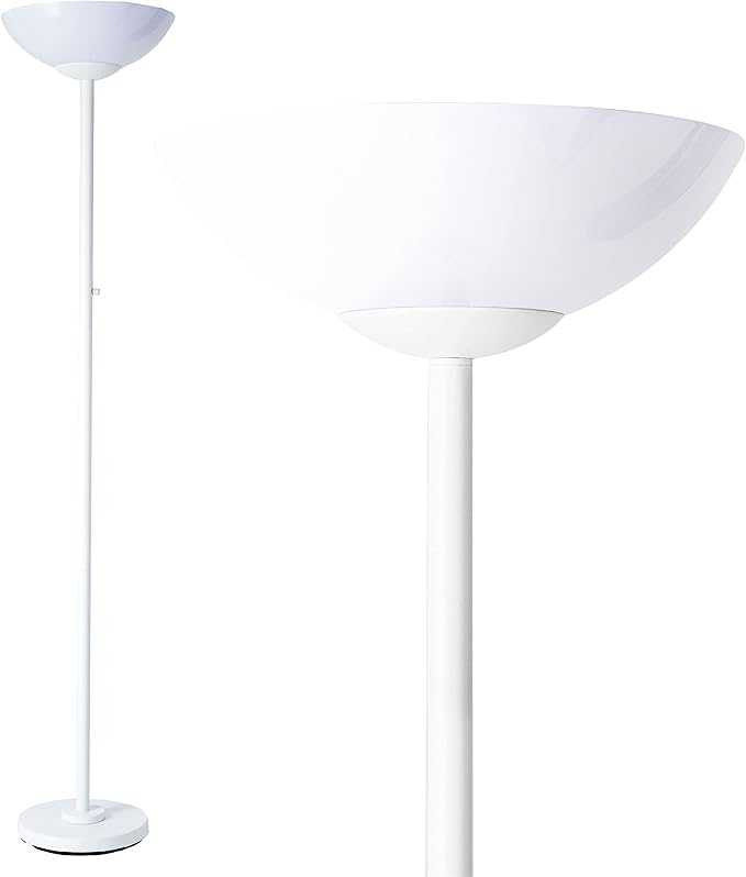 Super Bright Floor Lamp 8000LUMEN - DIMMABLE 30K Energy-Efficient Standing Lamp with Cement Base, for Living Room and Bedroom - Matte Finish, Modern and Elegant Design (White)