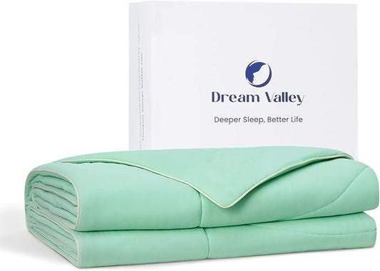 Dream Valley®Outlast®Deepsleep Cooling Comforter, Full/Queen Size, NASA-Grade Space Technology Cooling Blanket for Hot Sleepers Night Sweats, Q-Max > 0.45 Aerocool™Breathable, Mint Macaron, 90"x90"