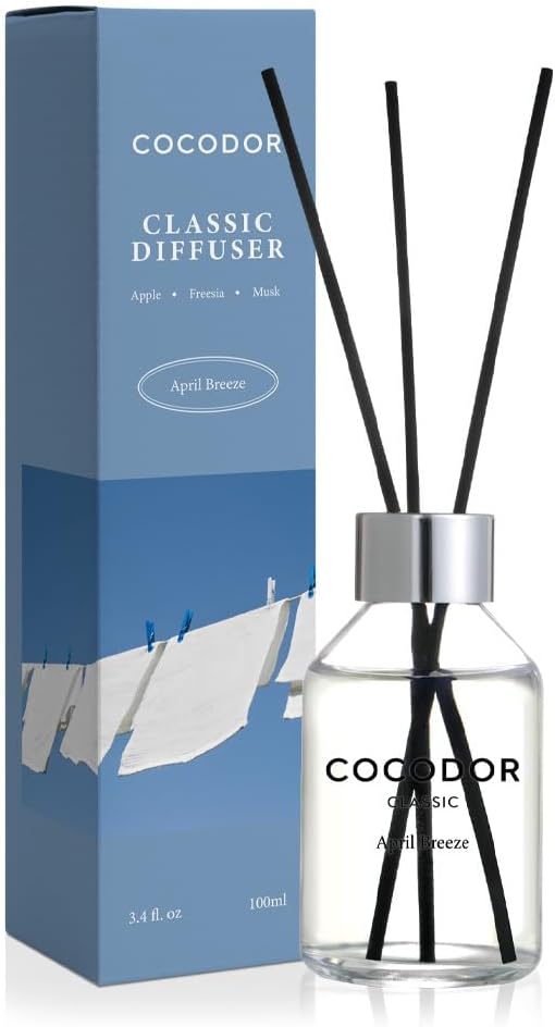 COCODOR Classic Reed Diffuser/April Breeze/3.4oz(100ml)/1 Pack Fragrance Scent Essential Oil Stick Diffuser Set for Bedroom Bathroom Home Décor