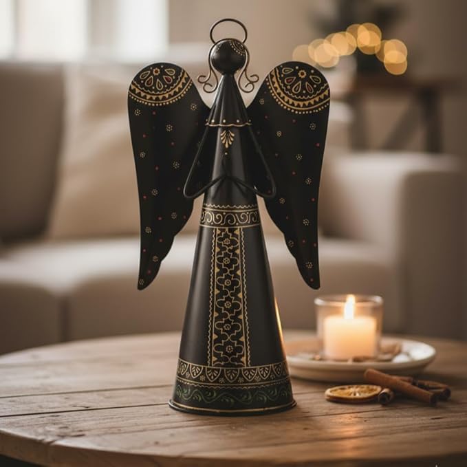 Regal Art & Gift Angel Statue - Metal Indoor/Outdoor Garden Statue Deals, Elegant Garden Decor, Beautiful Gifts for Women, Exquisite Angel Statues for Garden, 16-Inch, Black/Gold