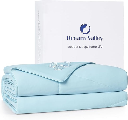Dream Valley®Outlast®Deepsleep Cooling Comforter, King Size, NASA-Grade Space Technology Cooling Blanket for Hot Sleepers Night Sweats, Q-Max > 0.45 Aerocool™Breathable, Ice Blue, 106"x90"