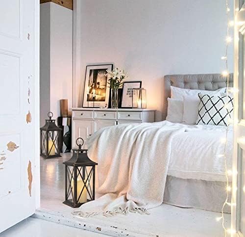 YAKii 14" Decorative Candle Lantern LED Flameless Candle Timer, Plastic LED Candle & Holder, Indoor & Outdoor Hanging Lights,Christmas Day Decoration (Antique Copper Brushed 2 PCS)