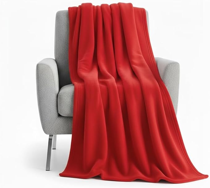 50x60 Throw Blankets, Ultra Soft Hypoallergenic Fleece Fall Throw Blanket for Livingroom, Couch, Chair, Bed, Red
