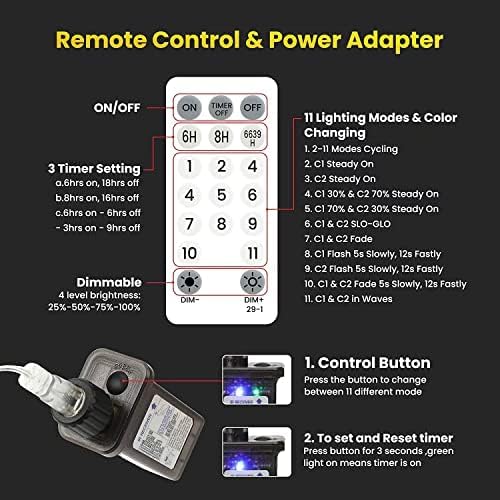 Multicolor Crystal Globe String Lights Plug in 116 Ft. 200 LED 8 Modes with Remote,Waterproof Fairy String Lights for Indoor Outdoor Bedroom Party Wedding Garden Christmas Tree Decor