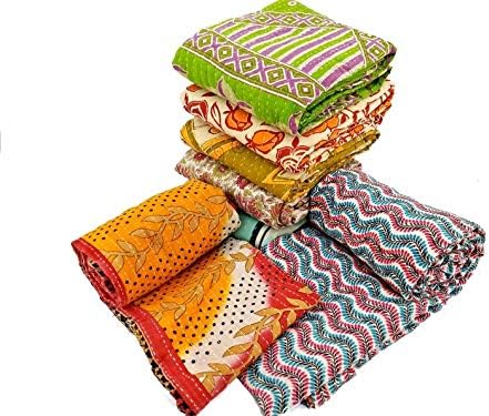 Wholesale Mix lot Tribal Kantha Quilts Reversible Vintage Cotton Bedspread Sari Throw Old Assorted Patches Bed Cover Rally (5)