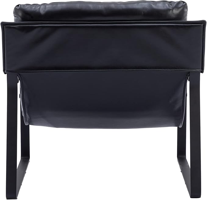 DUOMAY Mid-Century Accent Chair Armchair Set of 2, Comfy PU Leather Leisure Chair Lazy Chair with Metal Leg for Living Room Bedroom Office Apartment, Black