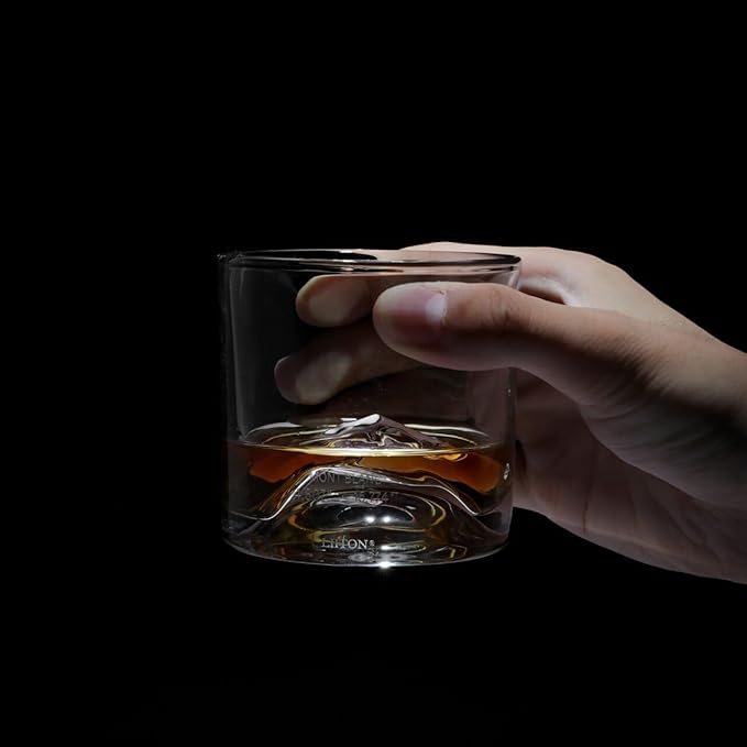 Mont Blanc Heavy Crystal Whiskey Glasses Gift Set of 2, Thick Freezable Bourbon Glass 1lb Each, Premium Whiskey Gifts for Men, Frozen Crystal Chills Cocktails, 10 oz