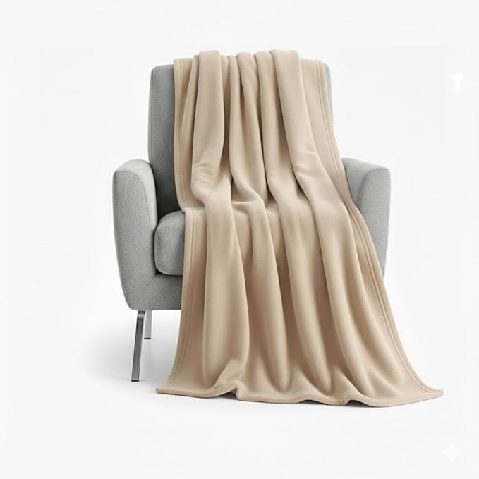 50x60 Throw Blankets, Ultra Soft Hypoallergenic Fleece Fall Throw Blanket for Livingroom, Couch, Chair, Bed, Beige Khaki