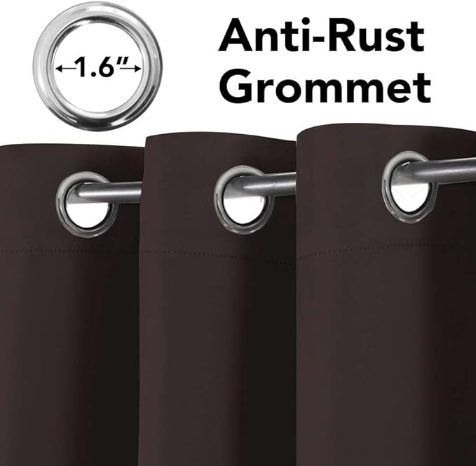 H.VERSAILTEX Blackout Curtains for Bedroom Thermal Insulated Room Darkening Living Room Curtains 63 Inch Long Grommet Privacy Protection Window Curtain Panels/Drapes, 2 Panels, Chocolate Brown