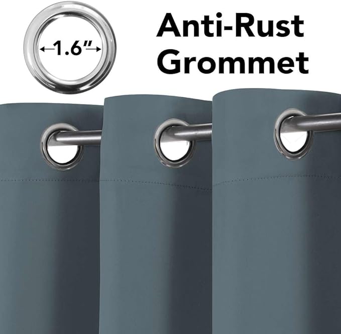 H.VERSAILTEX Blackout Curtains for Bedroom Thermal Insulated Room Darkening Living Room Curtains 84 Inch Long Grommet Privacy Protection Window Curtain Panels/Drapes for Nursery, 2 Panels,Stone Blue