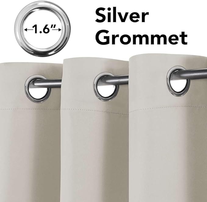 H.VERSAILTEX Extra Long Room Darkening Window Treatment Panels for Bedroom Living Room, Thermal Insulated Solid Grommet Curtains for Nursery (2 Panels, Ivory/Cream, 52 Inch by 108 Inch)