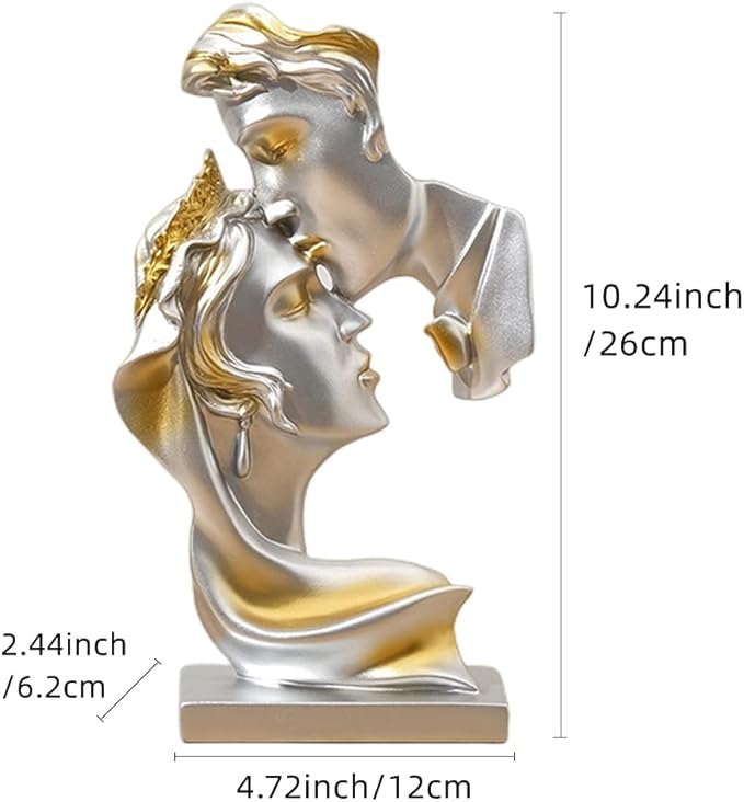 Couples Kiss Sculpture,Abstract Art Couple Sculpture Home Furnishing Resin Statue Decoration Romantic Statue Used for Home Decoration, Wedding, Gift.Silver