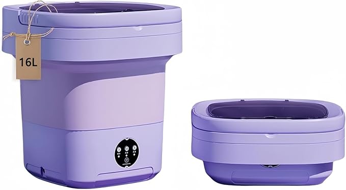 Portable Washing Machine, Mini Washer,16L Upgraded Large Capacity Foldable Washer.Deep Cleaning of Underwear, Baby Clothes and Other Small Clothes.Suitable for Apartments, Dormitories, Hotels.(Purple)