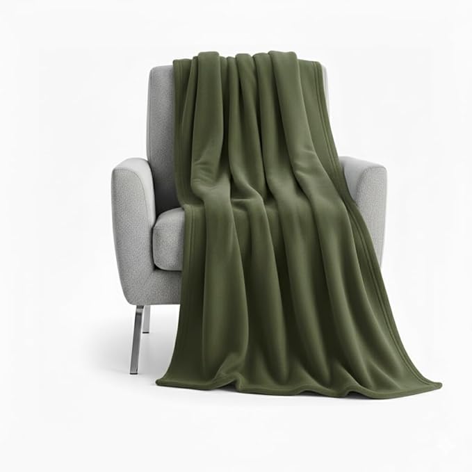 50x60 Throw Blankets, Ultra Soft Hypoallergenic Fleece Fall Throw Blanket for Livingroom, Couch, Chair, Bed, Olive Green