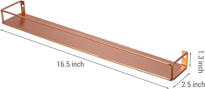 MyGift Modern Copper Metal Wall Mounted Display Racks, Set of 3