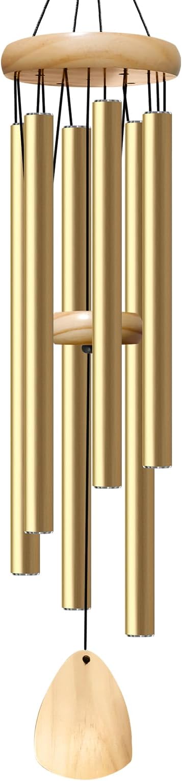 Large Aluminium Wind Chimes 37 Inches to Create a Zen Atmosphere Suitable for Outdoor, Garden, Patio Decoration. Classic Wind Chimes with Wind Catcher as a Gift for Unisex(Light Golden)