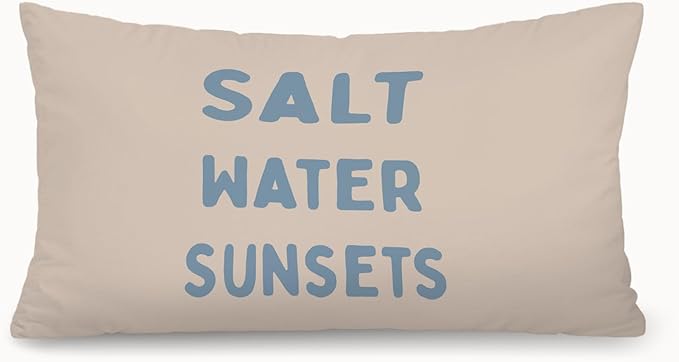 Coastal Beach Room Decor 12x20 Pillow Cover, Salt Water Sunsets Coastal Beachy Decorative Lumbar Pillow Covers for Girls Boys Bedroom College Dorm Sofa Couch