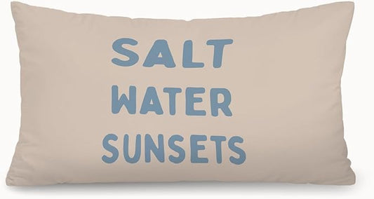 Coastal Beach Room Decor 12x20 Pillow Cover, Salt Water Sunsets Coastal Beachy Decorative Lumbar Pillow Covers for Girls Boys Bedroom College Dorm Sofa Couch