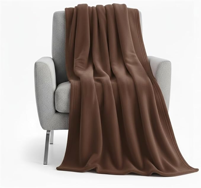 50x60 Throw Blankets, Ultra Soft Hypoallergenic Fleece Fall Throw Blanket for Livingroom, Couch, Chair, Bed, Brown