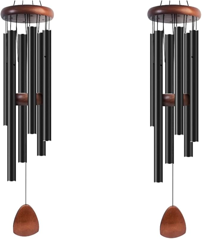 Large Aluminium Wind Chimes 37" Inches to Create a Zen Atmosphere Suitable for Outdoor, Garden, Patio Decoration Wind Chimes with Wind Catcher Suitable as A Gift for Unisex(2 Pack Black)