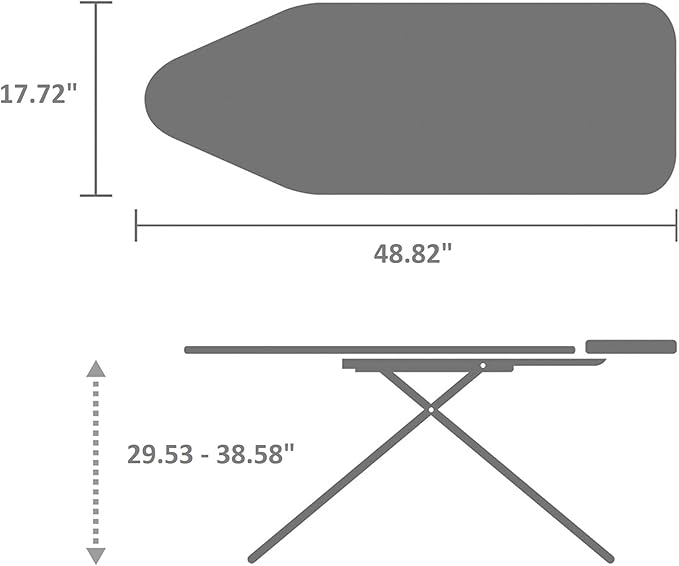 Brabantia - Ironing Board C - Extra Large Steam Iron Rest - Adjustable in Height - Non-Slip Rubber Feet - Cotton Cover with Foam Layer - Foldable XL Unit - Spring Bubbles - 49 x 18 inches