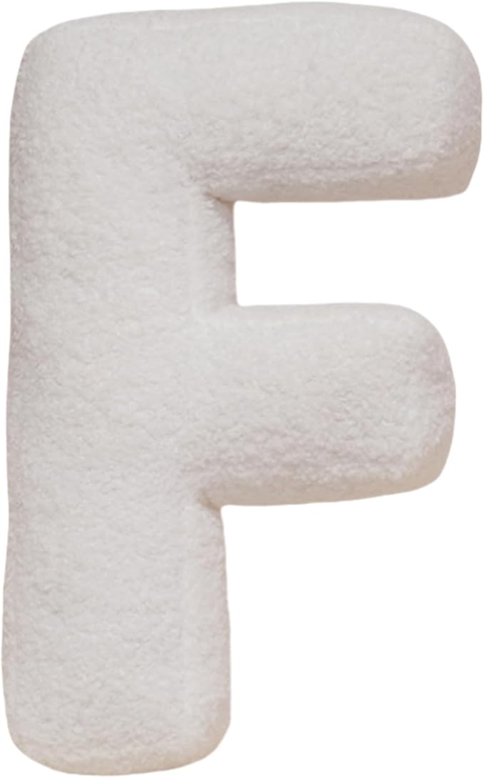 MOJUN Letter Plush Pillow, Soft Sofa Cushion Nursery Decor Kids Room Throw Pillow Cute A to Z Initial Letter Pillow Alphabet Cushion for Sofa Couch Living Room Bed Car Decoration, F