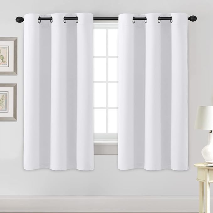 H.VERSAILTEX White Curtains for Bedroom Thermal Insulated Room Darkening Living Room Curtains Grommet Privacy Protection Window Curtain Panels/Drapes for Nursery, 2 Panels, 42x63 Inches, Pure White