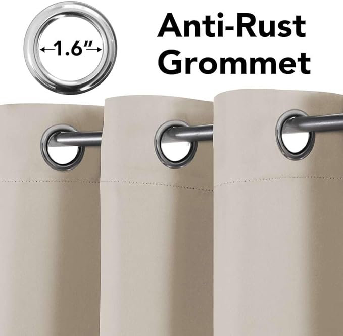 H.VERSAILTEX Ultra Soft Microfiber Thermal Insulated Antique Copper Grommet Blackout Curtains/Window Treatment Draperies 52 by 72 - Inch for Living Room/Bedroom, Set of 2 - Natural