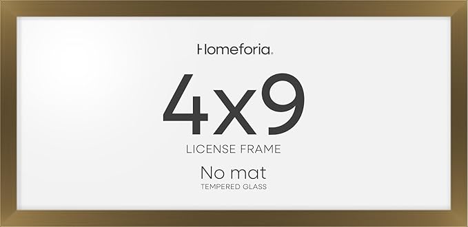 Homeforia 4x9 Business License Frame Bronze, High End Metal 4 x 9 Certificate Frame with Real Glass, 9x4 Document Frames for Wall or Tabletop, 4 by 9 Picture Frames, Tempered Glass, Wall Kit, Set of 1