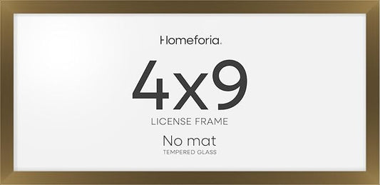 Homeforia 4x9 Business License Frame Bronze, High End Metal 4 x 9 Certificate Frame with Real Glass, 9x4 Document Frames for Wall or Tabletop, 4 by 9 Picture Frames, Tempered Glass, Wall Kit, Set of 1