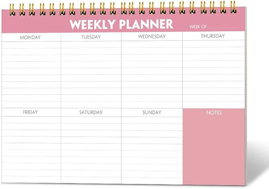 Weekly Planner Notepad - 7" x 10" Weekly Pad Organizers Habit Tracker Journal for Man & Women, 52 Sheets, 100gsm Paper, Undated Weekly To Do List Notepad with Your Life, Pink