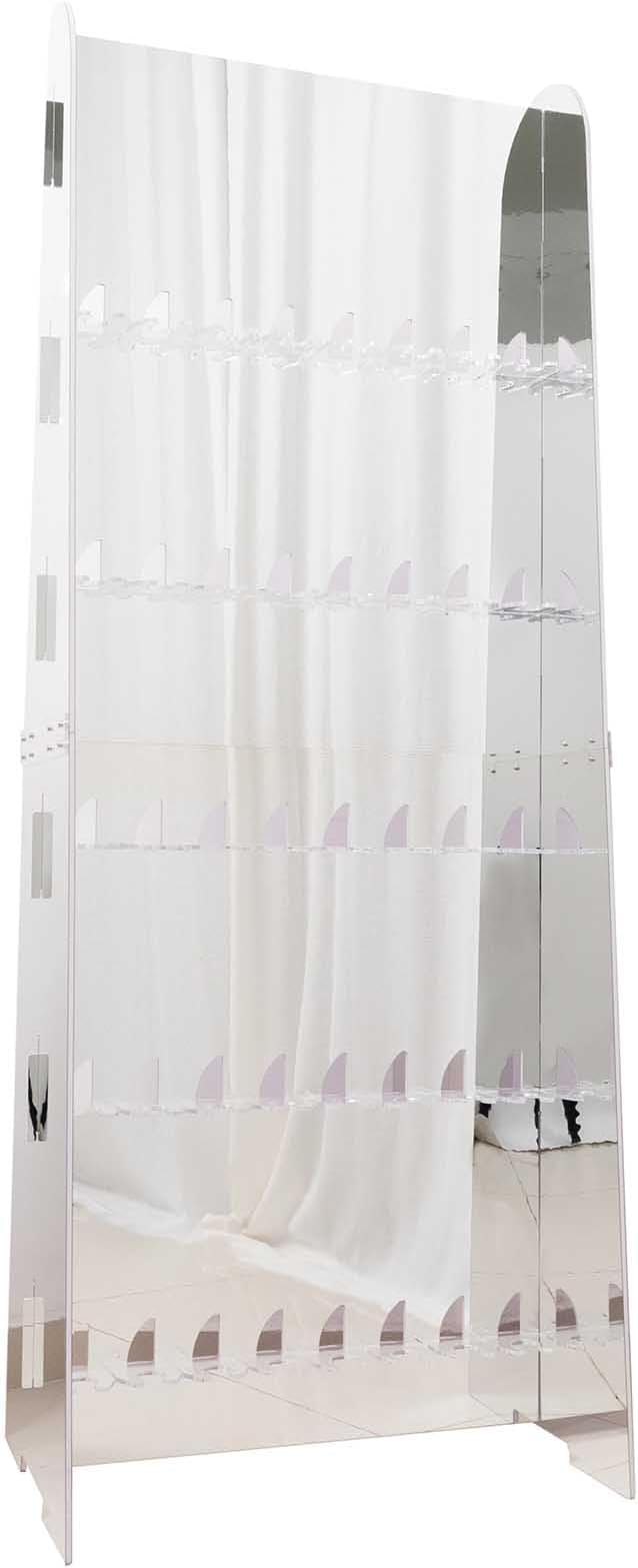 Tableclothsfactory Silver Mirror Finish 5-Tier Wine Glass Stemware Rack, 40 Champagne Flute Holder Foam Board Wall Stand - 5ft