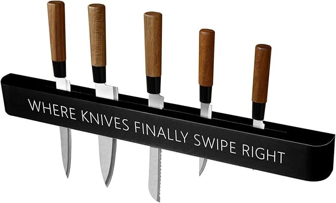 Magnetic Knife Holder, Knife Magnetic Strip for Wall 24 Inch, Magnetic Knife Block, Under Cabinet Magnetic Knives Bar, Knife Rack for Kitchen Utensil Storage Organizer(Black)