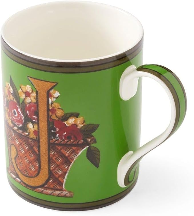 Spode Kit Kemp Alphabet Mug - Letter J Monogram in Fine China, 12oz Ceramic Coffee Cup for Hot Drinks, Personalized Drinkware for Unique Gifts, Dishwasher Safe Tea or Coffee Mug - Gift Box Included