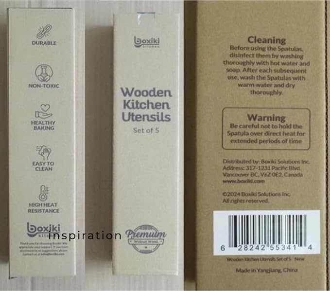 Elegant 5-Piece Walnut Wood Kitchen Utensil Set – Non-Scratch, Heat-Resistant Cooking Utensil Set with Kitchen Tongs, Spoons, Spatula & Ladle – Lightweight, Durable & Perfect for Daily Use or Gifting