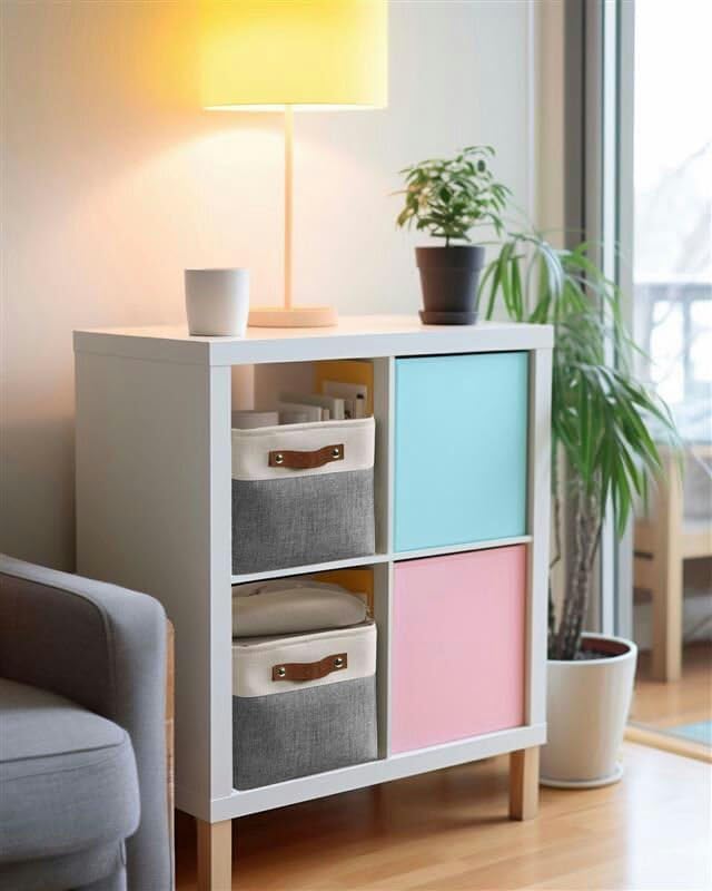 DECOMOMO Storage Bins Fabric Storage Baskets for Shelves, Linen Closet Organization Toys Nursery (Slate Grey and White, Large - 3 Pack)