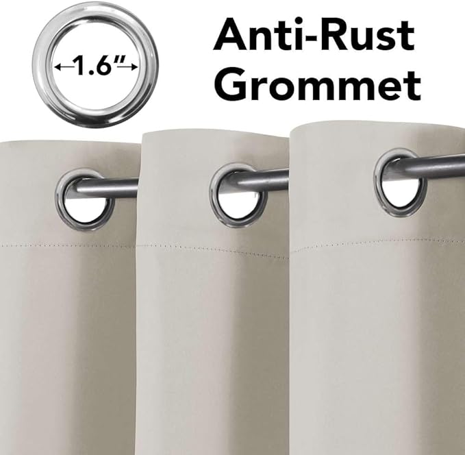 H.VERSAILTEX Blackout Curtains for Bedroom Thermal Insulated Room Darkening Living Room Curtains 72 Inch Long Grommet Privacy Protection Window Curtain Panels/Drapes for Nursery,2 Panels,Ivory/Cream